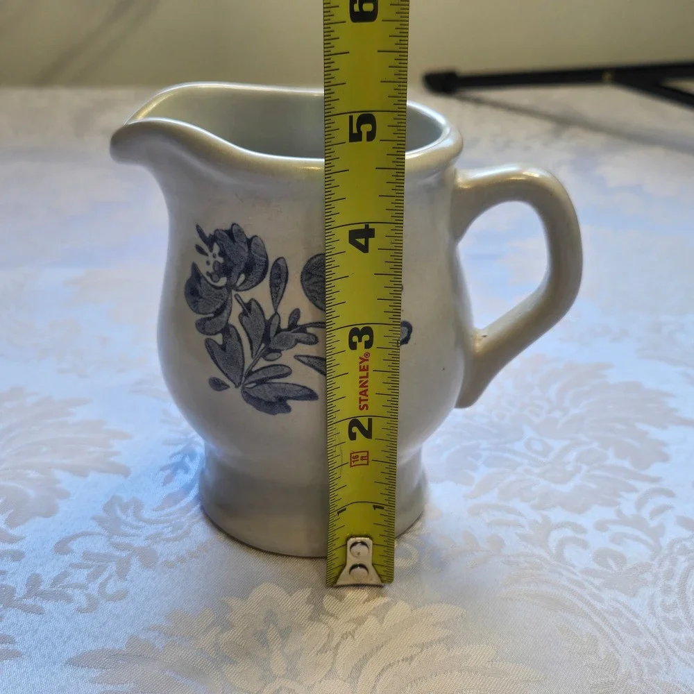 Pfaltzgraff Yorktowne Blue Floral Stoneware Creamer Pitcher Vintage USA Made